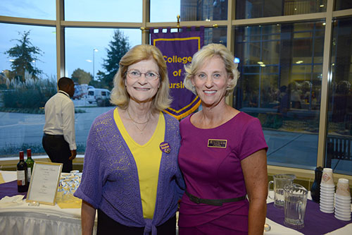 Vice Chancellor Dr. Phyllis Horns, left, with College of Nursing Dean Dr. Sylvia Brown at nursing’s homecoming reception.