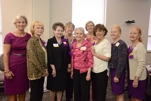 Pictured left to right with College of Nursing Dean Dr. Sylvia Brown (far left) are members of the college's first graduating class, who attended a luncheon in honor of their 50th anniversary: Selba Morris Harris, Merle Sugg Modlin, Clara Bell Smith, Donnye Barnhill Rooks, Donna S. Thigpen, Cynthia Sturdivant Kotrady, Jeanette Jones, and Jacquelyn Jones Stone.
