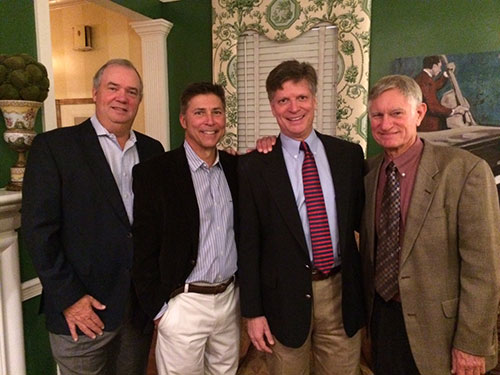 ECU Medical & Health Sciences Foundation Board Member and former General Practice Residency (GPR) Director Don Hardee and wife, Peg, hosted a reception for GPR alumni and ECU alumni dentists. Pictured (left to right): Don Hardee, DDS; Mark Kowal, DDS; Allen MacIlwaine, DDS; Gary Crawford, DDS.