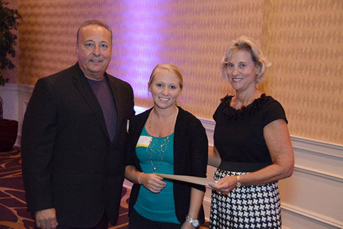 Jeff Charles with 2014-2015 Heather A. Purtee Nursing Scholarship recipient Amy Smith and College of Nursing Dean Dr. Sylvia Brown.